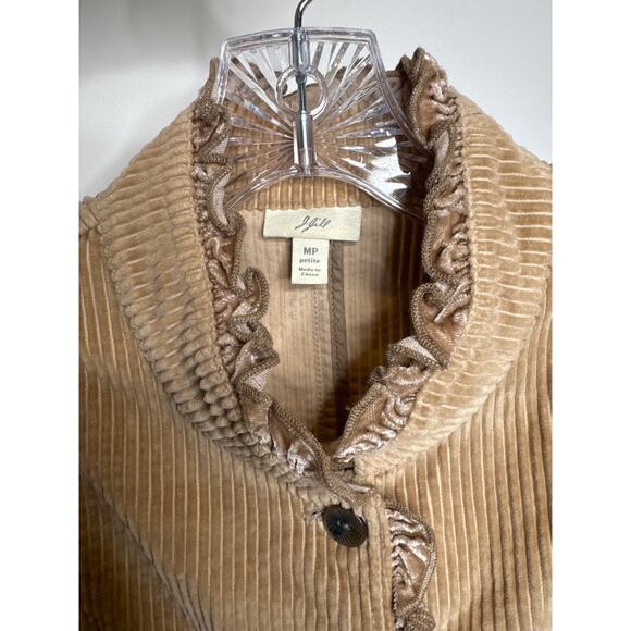 J. Jill Petite Fall Corduroy Jacket Velvet Trim Ruffle Detail Boho Style Medium - Picture 4 of 13